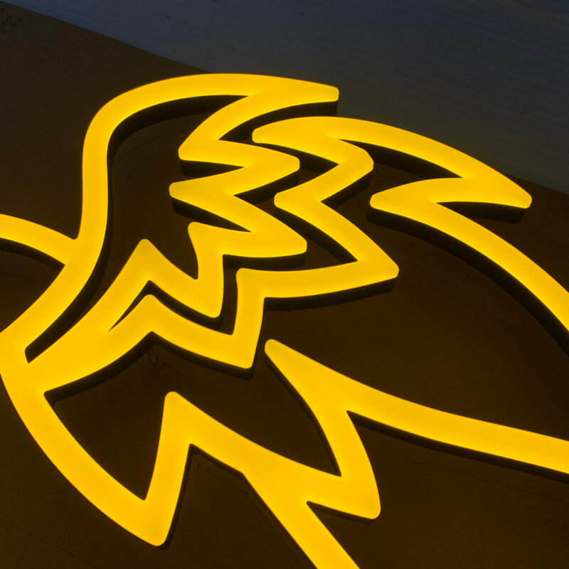 enseigne lumineuse likaneon effet néon jaune bloc led acrylique pmma