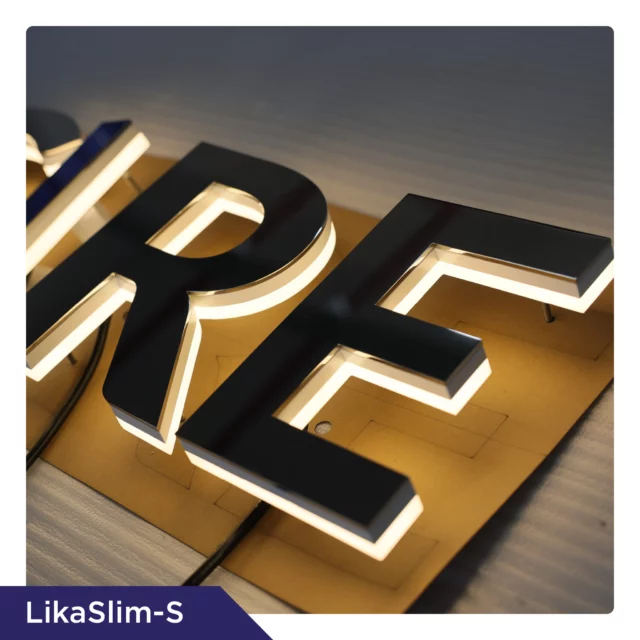 ✨ Introducing LikaSlim-S: Side-lit letters with mirror-polished stainless steel faces for a sleek and sophisticated look. The perfect blend of elegance and illumination! ✨